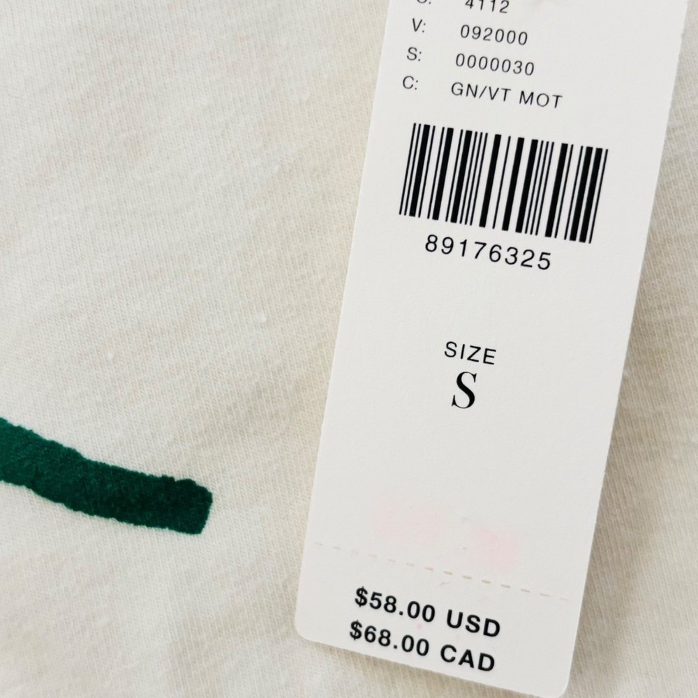Pilcro Anthropologie Allison Marie Garcia Rose Graphic Top Green Red Small NEW - Picture 8 of 8